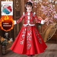 thumbnail image 2 of Ruyang Girls Tang Suit Princess Thick Dresses Calendar New Year Lined Warm Clothing Embroidery Festive Tang Suit Outfit, 2 of 5