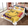 thumbnail image 4 of Ambesonne Emoji Fitted & Top Sheet Set with Shams, Grunge Street Art Graffiti, Mustard and White, 4 of 5