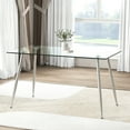 thumbnail image 2 of Gymax Modern Glass Dining Table Rectangular Dining Room Table W/Metal Legs For Kitchen Silver, 2 of 10