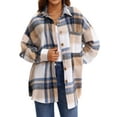 thumbnail image 2 of UVN Plaid Shirts for Women Flannel Long Sleeve Shacket Jacket Ladies Shirt Button Down Top Casual Coats, 2 of 8