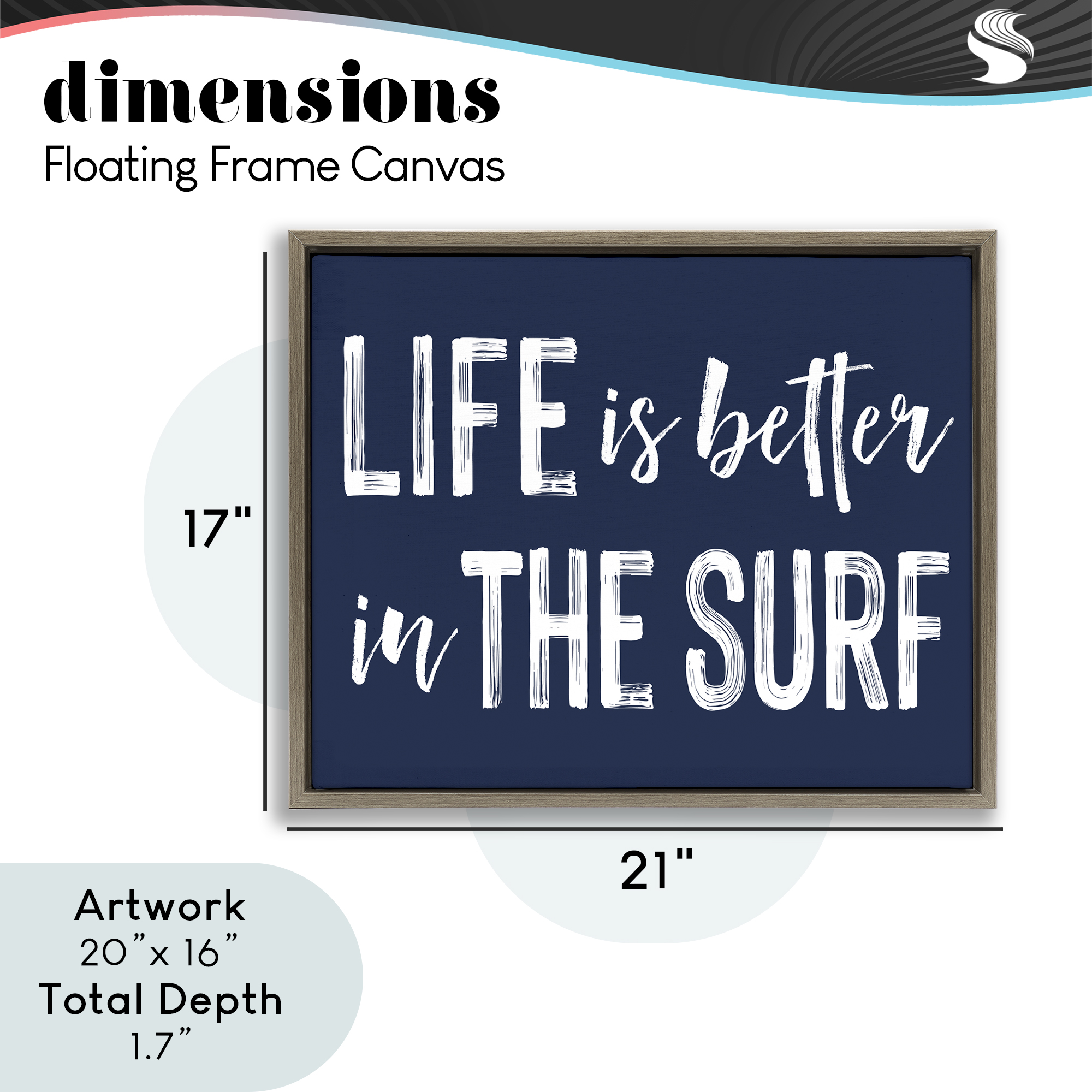 Life Better In Surf Brown Framed Floater Canvas Wall Art, design by Lettered and Lined