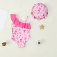 thumbnail image 4 of CAICJ98 Toddler Girl Swimsuit One Piece Print Bathing Suit for Baby Girl One Shoulder Ruffle Beach Pool Summer Swimwear (Pink,2-3 Years), 4 of 4