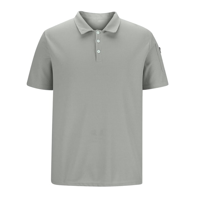 Birdeem Chemises pour Hommes Mode Décontractée Couleur Unie Poche Zippée Bouton Manches Courtes Col Rabattu Blouse