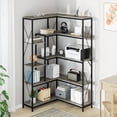 thumbnail image 7 of Walsunny 70" L Shaped Corner Bookshelves Bookcases 5 Tier Wood Bookshelf with Metal Frame Display Rack Gray, 7 of 7