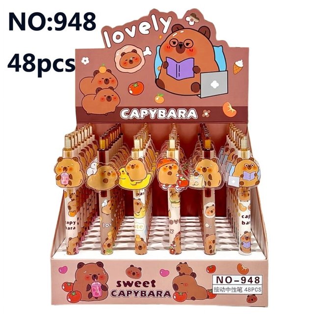 Nuevo Capybara dibujos animados 10 bolígrafo de colores pluma de Gel mecánico a tope de dibujos animados suministros para estudiantes papelería al por mayor