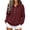 Wine, variant on Women Waffle Knit Polo Sweatshirt Sevevn Collared Henley Button Long Sleeve Side Pocket Loose Casual Pullover Tops
