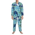 thumbnail image 3 of Fotbe Flying Swallows Pattern Long Sleeve Pajama Set for Men,Sleepwear Set,2-piece Loungewear Set,Soft PJs Comfy Nightwear with Pockets-Medium, 3 of 7
