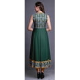 thumbnail image 4 of Bimba Robe Anarkali Damassé Bleu Sarcelle Foncé Col Mandarin Sans Manches Kurtis pour Femmes Imprimé Robe Maxi XX-Grand, 4 of 6