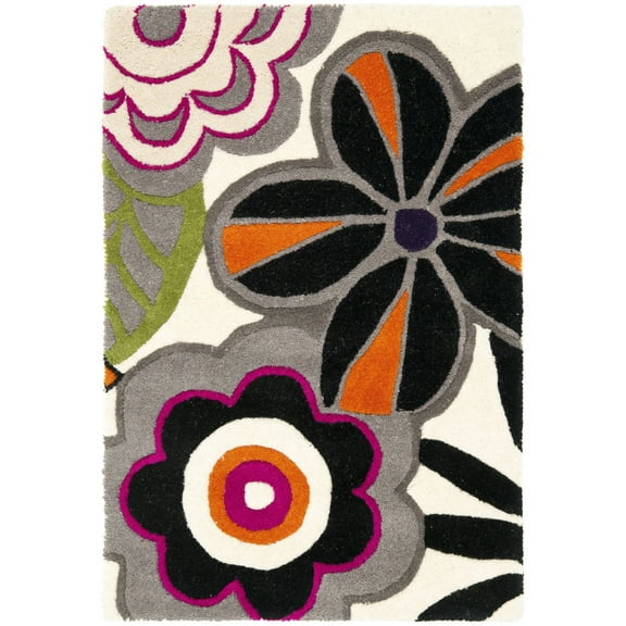SAFAVIEH Soho Claire Floral Wool Area Rug, Ivory/Multi, 2' x 3'