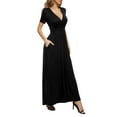 thumbnail image 3 of MLANM Women's Empire Waist Maxi Dress Casual V Neck Long Dresses with Pockets, 2XL Black, 3 of 7