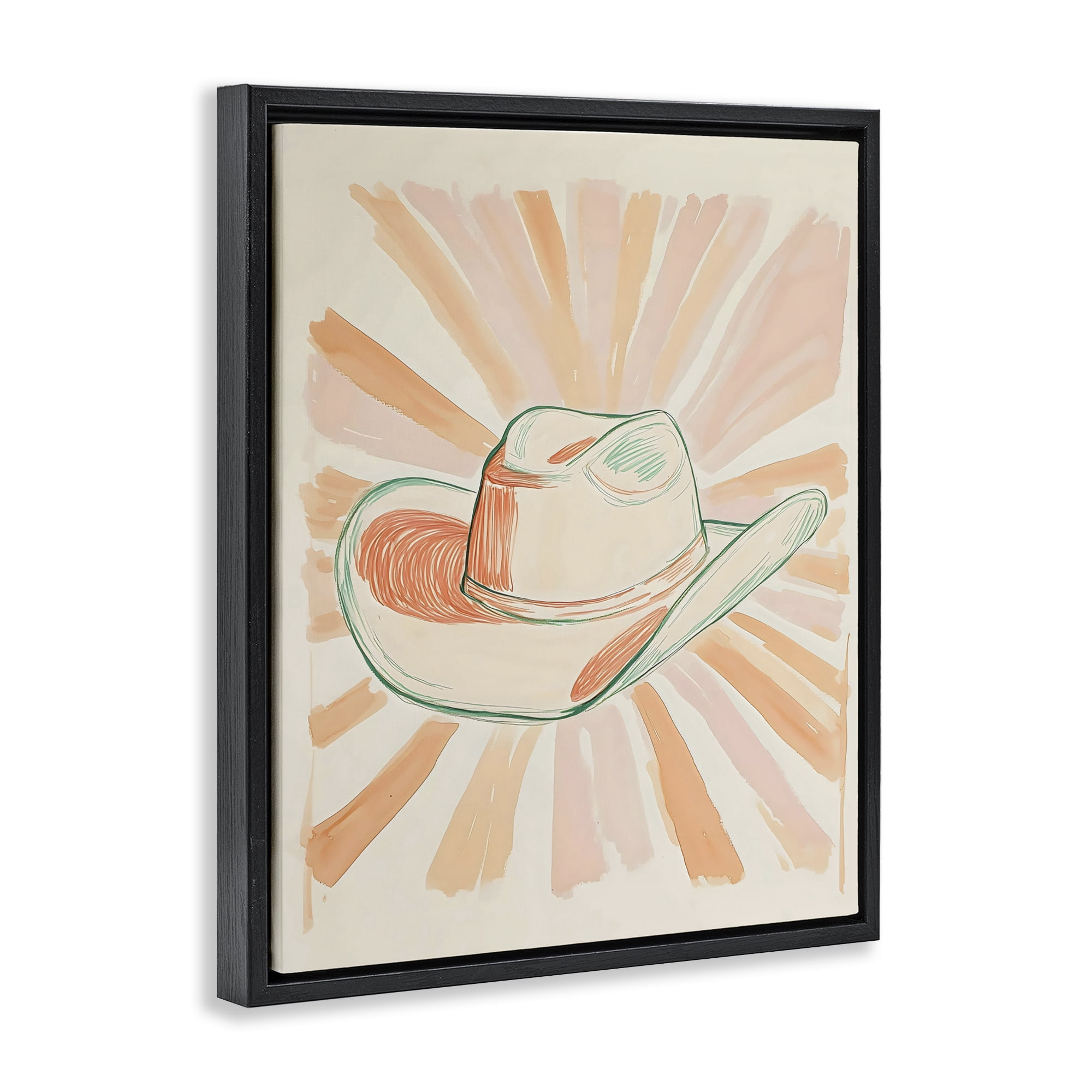 Stupell Industries Sunburst & Cowboy Hat Black Framed Floater Canvas Wall Art, design by The Prints Vibe