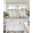 thumbnail image 4 of Green Eucalyptus Leaves Swag Kitchen Curtains Sets for Windows 24 Inch Length, Birds Flowers Spring Watercolor Floral Short Window Curtain Swags Valances and Tiers 3 Piece Set for Cafe/Dining Room, 4 of 5