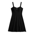 thumbnail image 6 of RoamHome Women Ribbed Knit Lace Trim Cami Nightgown, V Neck Button Front Mini Slip Dress for Home Loungewear, 6 of 6