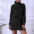 thumbnail image 4 of Babysbule Dresses For Women Ladies Fashion Pullover Turtleneck Solid Long Sleeve Jumper Sweater Casual Knitted Mini Dress, 4 of 6