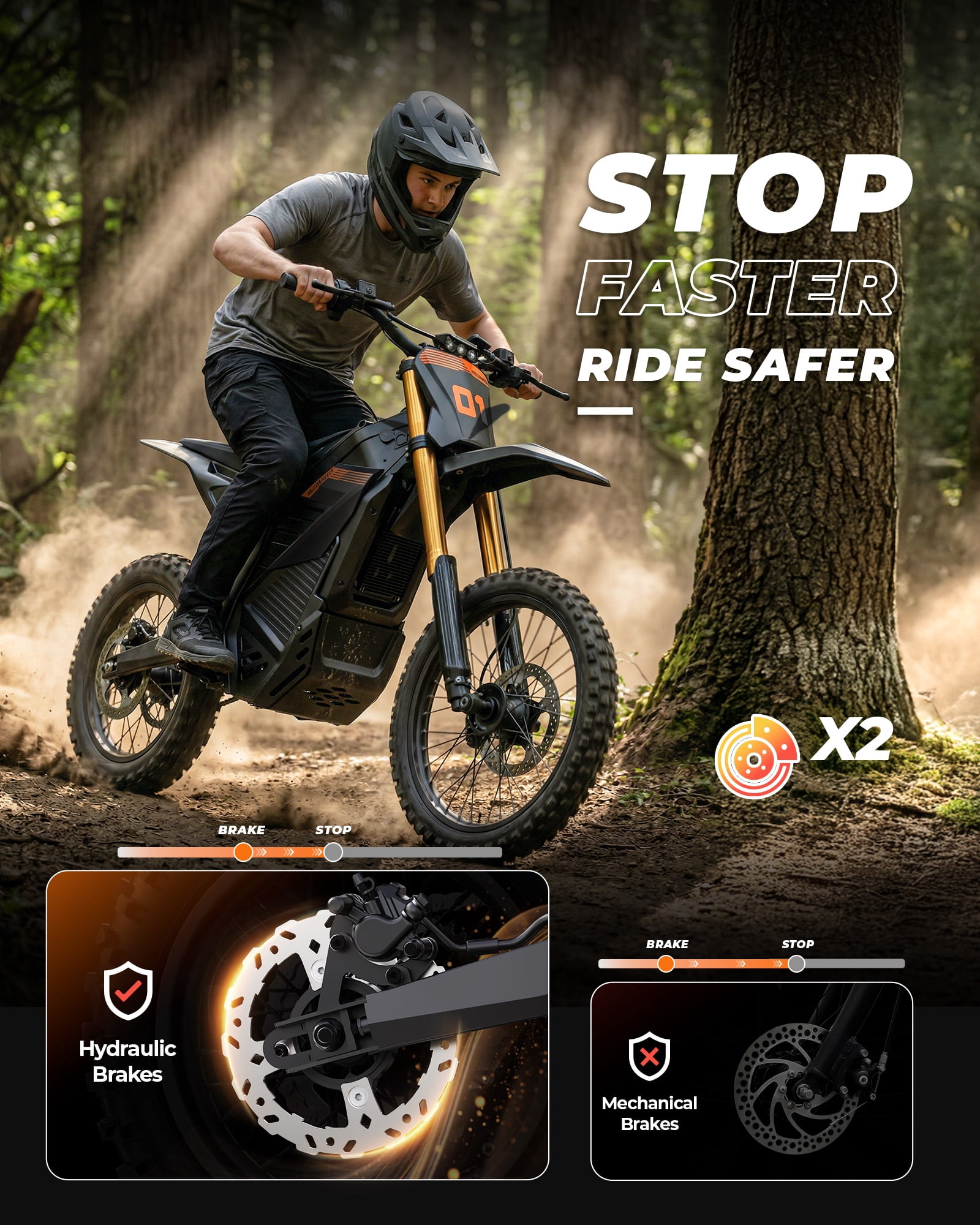 GOLUCKY Electric Dirt Bike for Teens Age 13+, 6000W Peak , 42MPH & 72 Miles Electric Mountain Bikes, 60V/30AH Battery, 14"/17" off-Road Tire, Full Suspension Mountain off-Road E Dirt Bike
