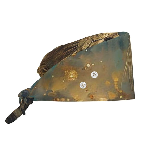 Working Cap Adjustable Tie Back Hat with Integrated Sweatband, Head Cover for Kitchen, Cleaning , Otter Fish Sky Art