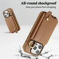 thumbnail image 3 of TECH CIRCLE for iPhone 11 Wallet Case with Card Holder, Lanyard Wrist Strap Loop Holder Kickstand RFID Blocking Finger Grip Ring PU Leather Shockproof Cover for iPhone 11 6.1",Brown, 3 of 7