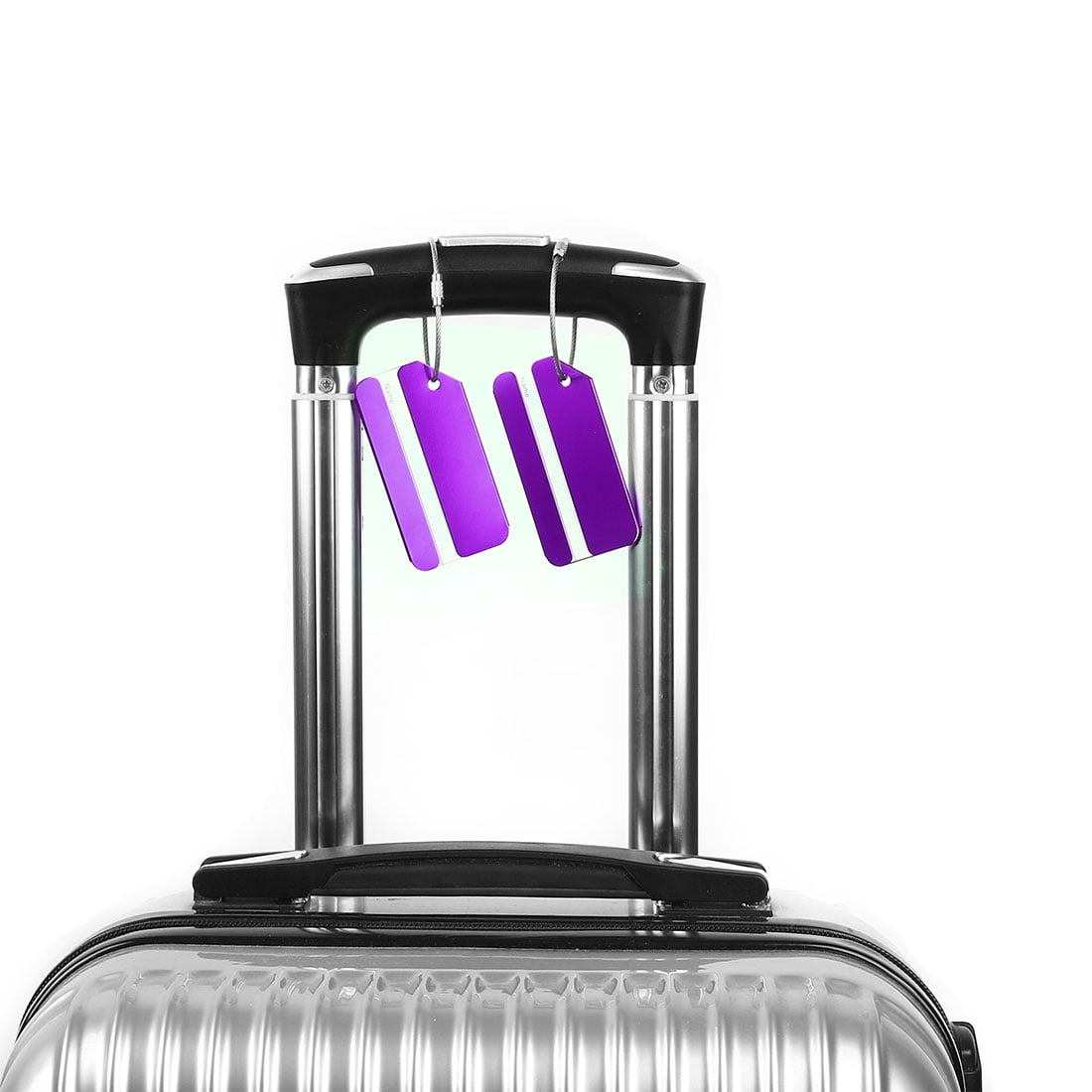 Unique Bargains Aluminium Metal Luggage Tags Card Holder Purple