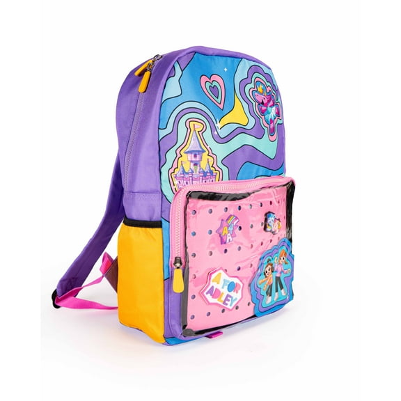 A FOR ADLEY Customizable Purple Princess Unicorn Backpack Designed for Her Sister Navey With 3 Shoe Charm Pop-Ins