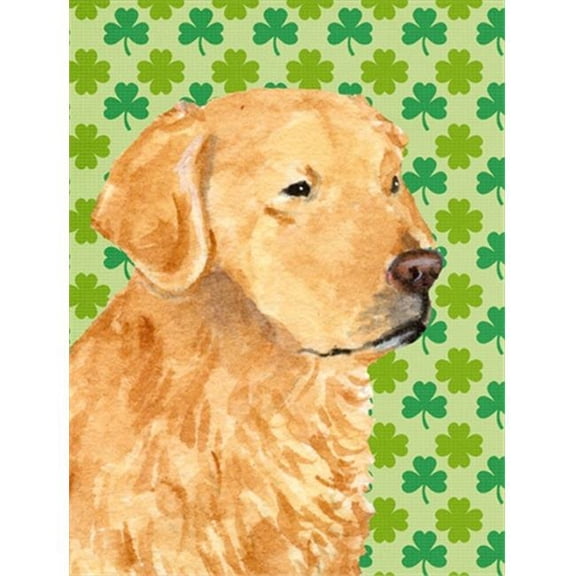 11 x 15 In. Golden Retriever St. Patricks Day Shamrock Portrait Flag, Garden Size