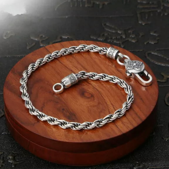 K-KED Real S925 Sterling Silver Bracelet For Women Men 3mm Twist Rope Link Bracelet-20cm/7.9inch-11-12g