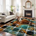 thumbnail image 3 of Farmhouse Washable Area Rug 6 x 9 ft Cow Leopard Texture Rustic Cottagecore Nature Plaids, Soft Non Slip Rugs Stain Repellent Indoor Felt Carpet for Living Dining Room Bedroom Home Office, 3 of 9