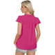 thumbnail image 4 of Blusa AURUZA para mujer con cuello en V y volantes, manga corta, rosa intenso, 4 of 6