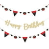 Big Dot of Happiness Red Carpet Hollywood - Movie Night Birthday Party Letter Banner Decoration - 36 Banner Cutouts and No-Mess Real Gold Glitter Happy Birthday Banner Letters