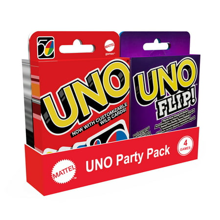 UNO Party Pack including Uno, Dos, Uno Flip, and Uno Dare, Family & Adult Game Night for Players 7 Years & Older (Walmart Exclusive)