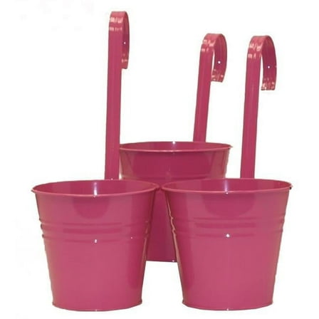 Houston International Trading 8535E HPK S-3 7 in. dia. Enameled Galvanized Planter, HotPink