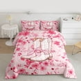 thumbnail image 2 of Feelyou Bowknot Cowgirl Boot Queen Comforter Set, Pink Blossoms Flower Bedding Set, 3pcs, 2 of 8
