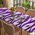 thumbnail image 3 of Purple White Moire Table Cloths for 8 Foot Rectangle Tables, Modern Abstract Art Patio Waterproof Elastic Fitted Tablecloths, Washable Rectangular Table Cover for Camping, 3 of 8