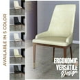 thumbnail image 6 of LeisureMod Modern Dining Chair Upholstered in Leather with Brown Rubberwood Legs Accent Kitchen Room Side Chairs Viva Series in Taupe, 6 of 11
