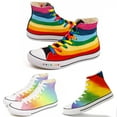thumbnail image 2 of New Graffiti Rainbow High Top Canvas Shoes | Trendy Hand Painted Couple Shoes | All-match Sport Sneakers, 2 of 9