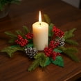 thumbnail image 5 of Christmas Candlestick Wreath with Golden Berries - Pine Cones, Pine Branches & Greenery Wreath, Festive Candle Centerpiece for Christmas Dining Table, Mantel & Festive Household Decor, 5 of 6