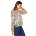 thumbnail image 4 of Women's Glitter Sequin Sweatshirt Long Sleeve Pullover Tops with Ribbed Cuffs, 4 of 5
