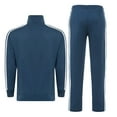 thumbnail image 3 of Men's 2 Piece Tracksuit Set - Full Zip Jacket & Jogger Pants, Athletic Casual Sweatsuit for Gym, Running, Jogging & Streetwear White Teal Blue XXL, 3 of 5