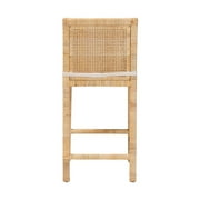 bali & pari Sofia Rattan and Mahogany wood BOHO Counter Stool, Natural