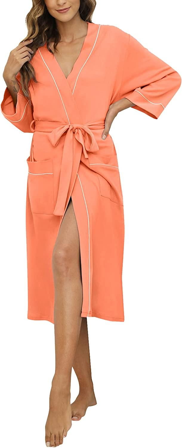 HEARTNICE Womens Robe, Lightweight 3/4 Sleeve Knit Spa Bathrobe Soft