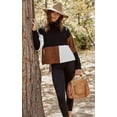 thumbnail image 4 of Women Sweaters-Oversized Chunky Knit Color Block Drop Shoulder Batwing Sleeve Pullover Sweater Tops, 4 of 7