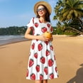 thumbnail image 4 of Bingfone Hand Drawn Strawberry Print Women’s Short Sleeve Dress, Comfortable Casual Dress, Stylish Summer Dress with Stretchy Fit for Daily Wear, 4 of 6