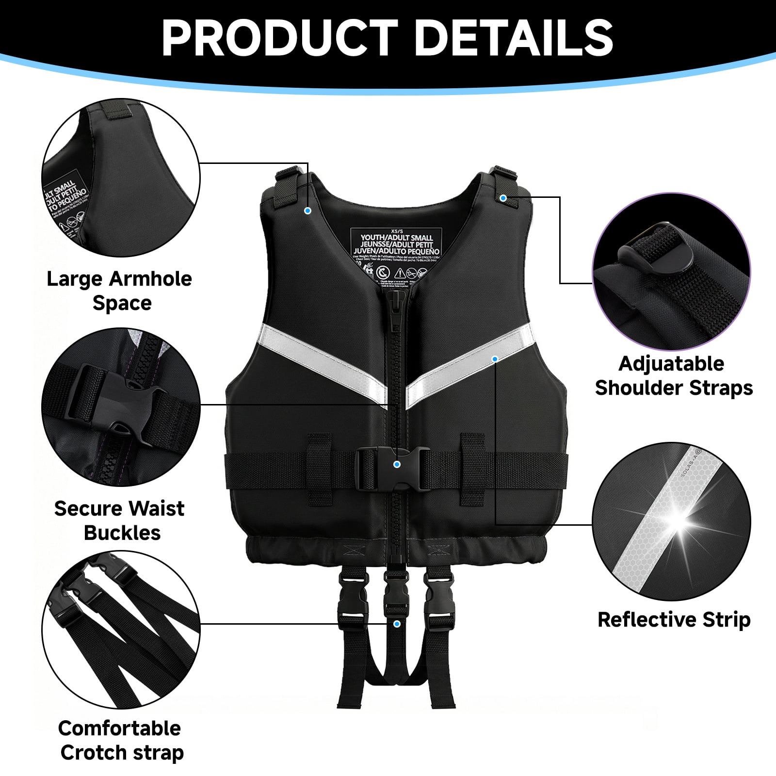 Kids Swim Vest Life Jacket Youth,Adjustable Flotation Buoyancy Swimsuit Trainer Vests,Swimming Aid Jacket for Boys Girls,Fit for 50-125 lbs