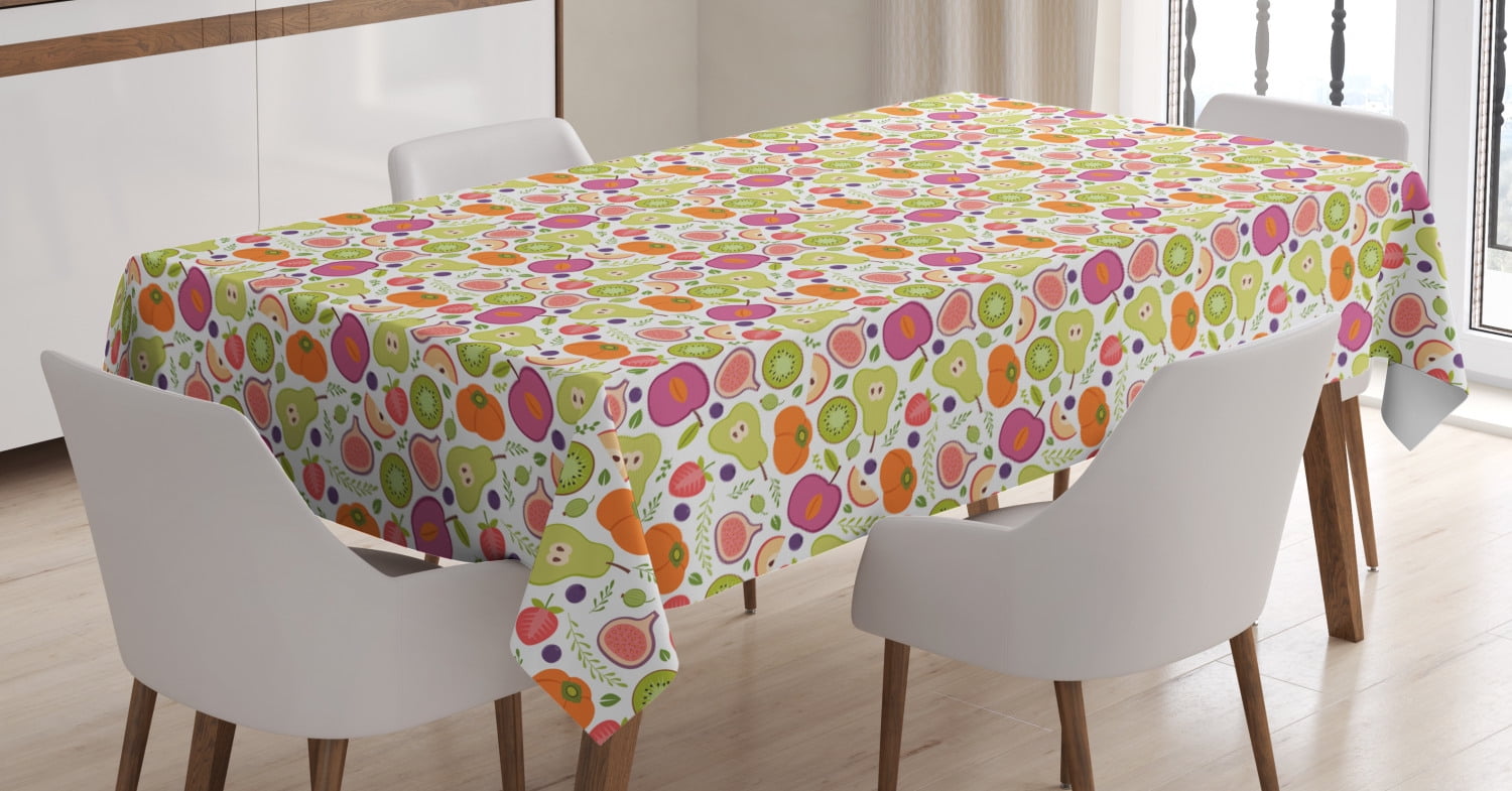 Fruits Tablecloth, Sweet Summer Fruits Pattern with Pears Figs