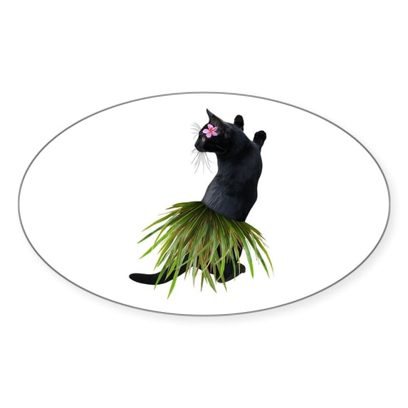 CafePress - Hula Cat Sticker - Sticker (Oval)