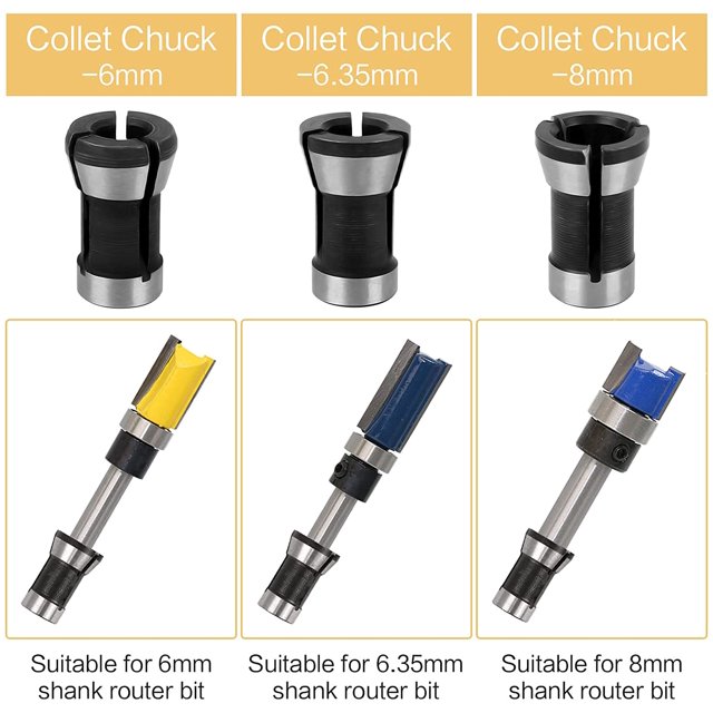 Adaptador de portabrocas, accesorios de taladro, portabrocas, fresadora, portabrocas, accesorios para carpintería, 6mm, 6,35mm, 8mm ShuxiuWang 8390605829772