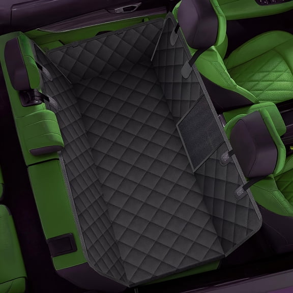 Waterproof Dog Car Seat Cover for Back Seat ,High-quality Outdoor Car Trunk Mat - Durable, Removable & Foldable Pet Cargo Liner, Polyester, Black with White Piping, Ideal for SUVs and Vehicles