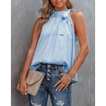 thumbnail image 3 of BTFBM Women Sleeveless Tie Mock Neck Spring Summer Tops Loose Casual Side Bow Satin Halter Tank Top Blouses Shirts Clothes, 3 of 6