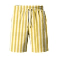 thumbnail image 4 of HKYNLAG Men's Summer Beach Shorts Elastic Waist Drawstring Striped Bermuda Shorts Casual Vacation Holiday Shorts with Pockets Yellow 3XL, 4 of 5