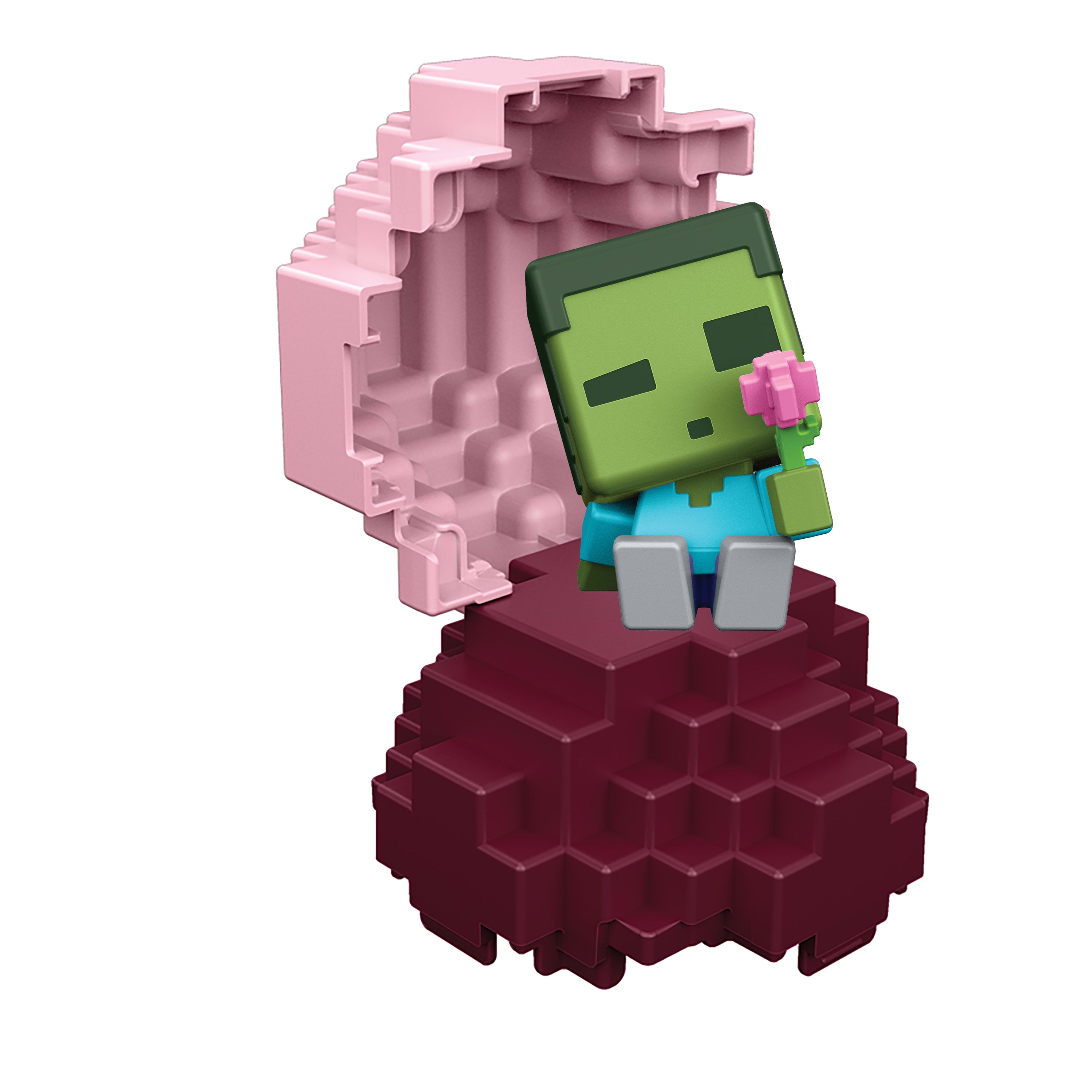Minecraft Mini Mode Spawn Egg with Mini Figure, Cherry Blossom, 1.5-inch Toy, Zombie's First Flower