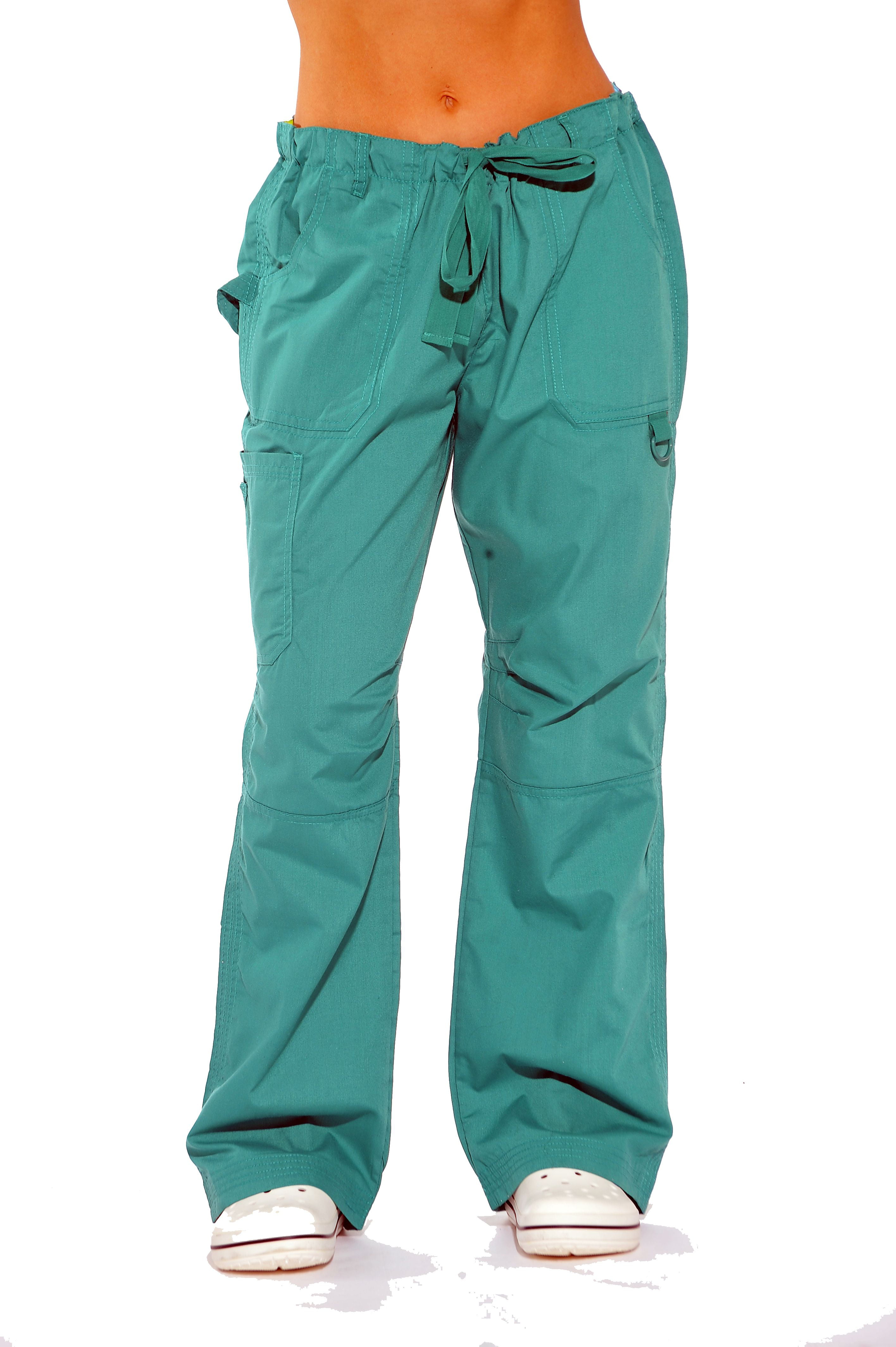 Scrubs Pants White 5 pocket Cargo Elastic Waist Delta Uniforms 